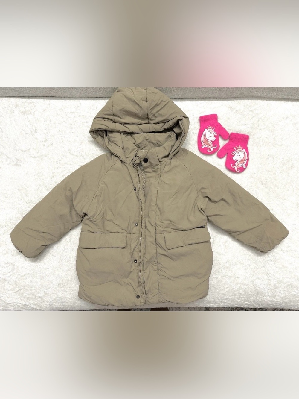 Zara Girls Hooded Winter Jacket Size 3/4T Years